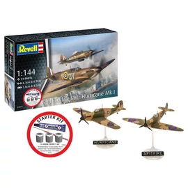 REV-73771 Revell 1:144 Starter Kit Spitfire Mk.Ia & Hurricane Mk. I makett repülő
