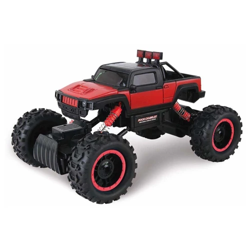Nagyméretű távirányítós sziklamászó világítással Rock Crawler 4WD Hummer piros