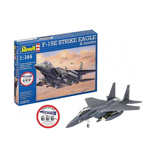 REV-73972 Revell 1:144 Starter Kit F-15E Strike Eagle & bombs makett repülő