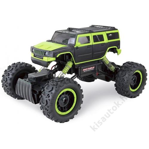 Nagyméretű távirányítós sziklamászó világítással Rock Crawler 4WD Hummer zöld
