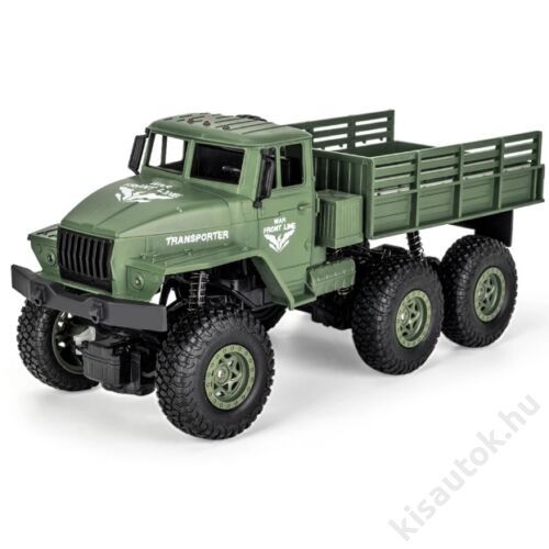 Valósághű katonai távirányítós teherautó 31cm JJRC Q68 4WD zöld