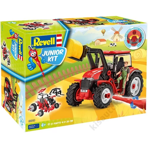 Revell 1:20 Traktor homlokrakodóval és figurával JUNIOR KIT munkagép makett