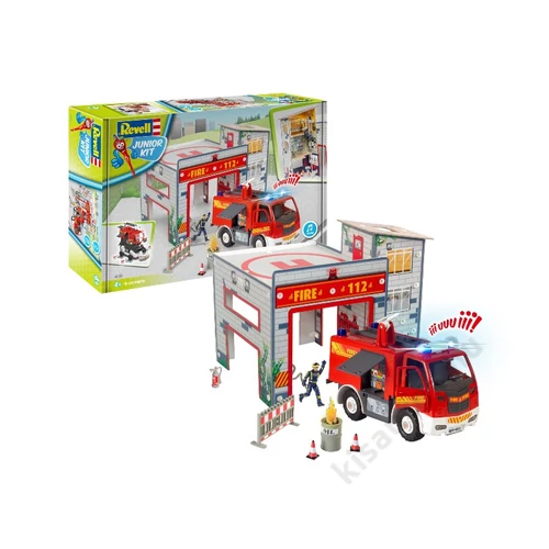 REV-00852 Revell 1:20 Play Set tűzoltóállomás tűzoltóautóval és tűzoltóval JUNIOR KIT tűzoltó makett