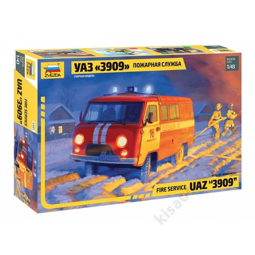 Zvezda 1:43 UAZ "3909" Fire Service tűzoltó makett