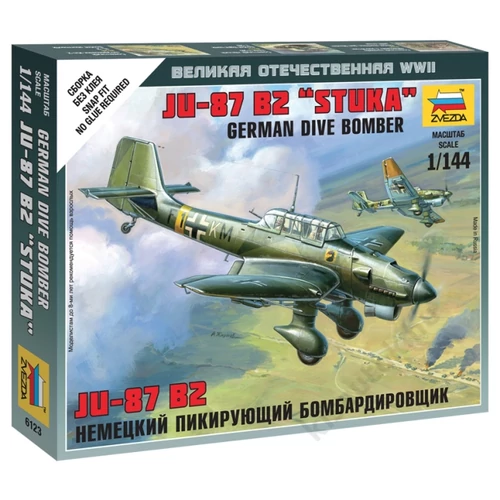 Zvezda 1:144 German Dive Bomber Ju-87 B2 "Stuka" makett repülő