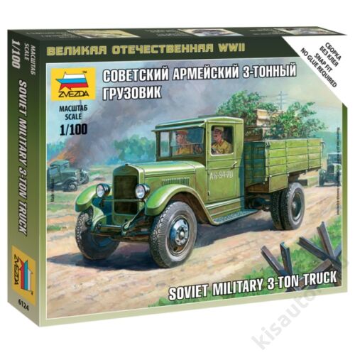 Zvezda 1:100 Soviet Military 3-ton Truck harcijármű makett