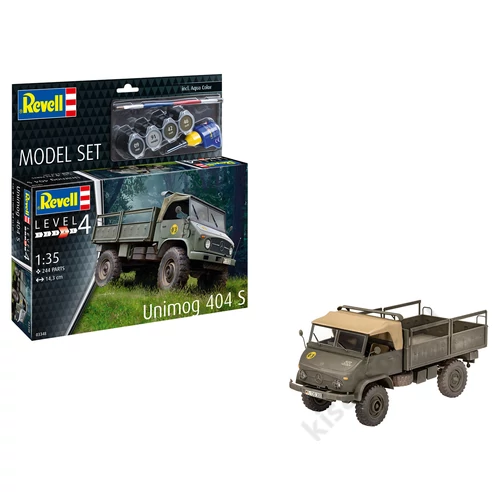 REV-63348 Revell 1:35 Unimog 404 S makett készlet kiegészítokkel