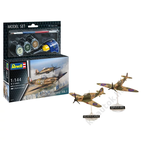REV-63771 Revell 1:144 Spitfire Mk.Ia & Hurricane Mk.I 2db-os makett szett kiegészítokkel