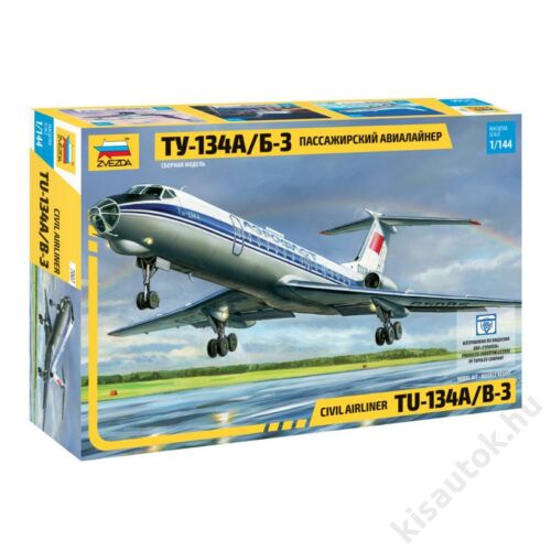 Zvezda 1:144 Russian Civil Airliner Tu-134A/B-3 repülő makett