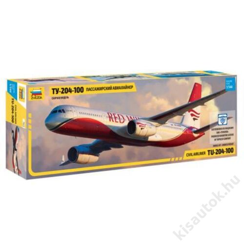 Zvezda 1:144 Civil Airliner Tu-204-100 repülő makett