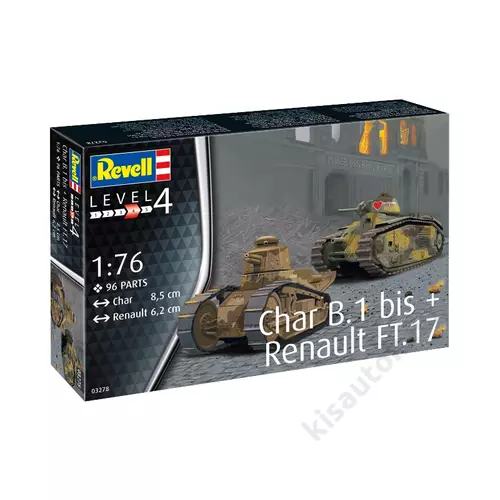 Revell 1:76 Char B.1 bis + Renault FT.17 tank makett