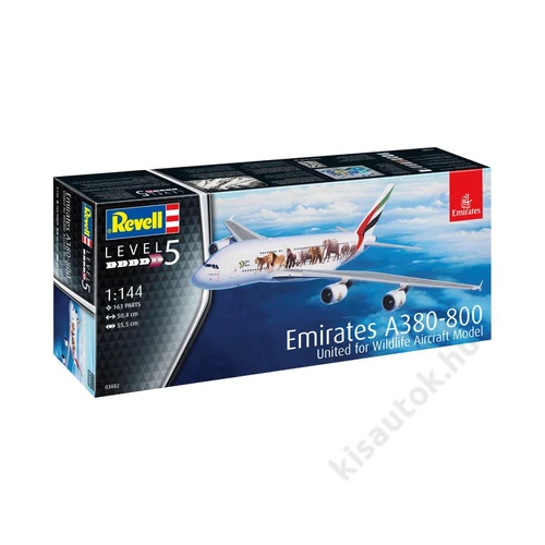 Revell 1:144 Emirates Airbus A380-800 United for Wildlife repülő makett
