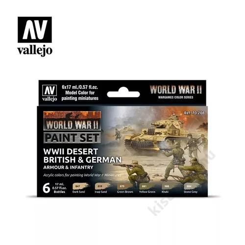 70208 Model Color - WWII Desert British & German Armour & Infantry Paint set