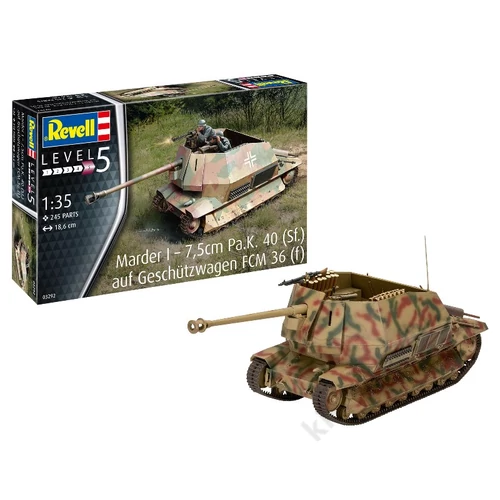 REV-3292 Revell 1:35 Marder I - 7,5cm Pa.K. 40 (Sf.) auf Geschützwagen FCM 36 tank makett