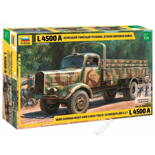 Zvezda 1:35 German Heavy 4WD Cargo Truck L 4500A Schwerer LKW 4,5t harcjármu makett