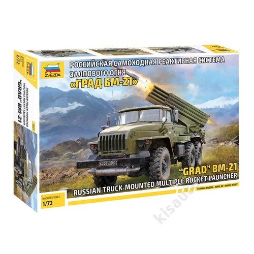 Zvezda 1:72 BM-21 Grad 1 Rocket Laucnher rakétaindító makett